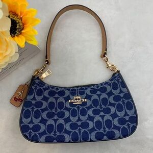 Coach Denim Blue Signature Shoulder Bag